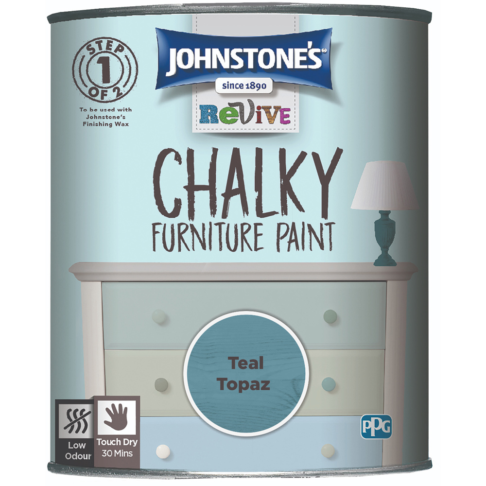 Johnstone's Teal Topaz Chalky Furniture Paint 750ml Image 2