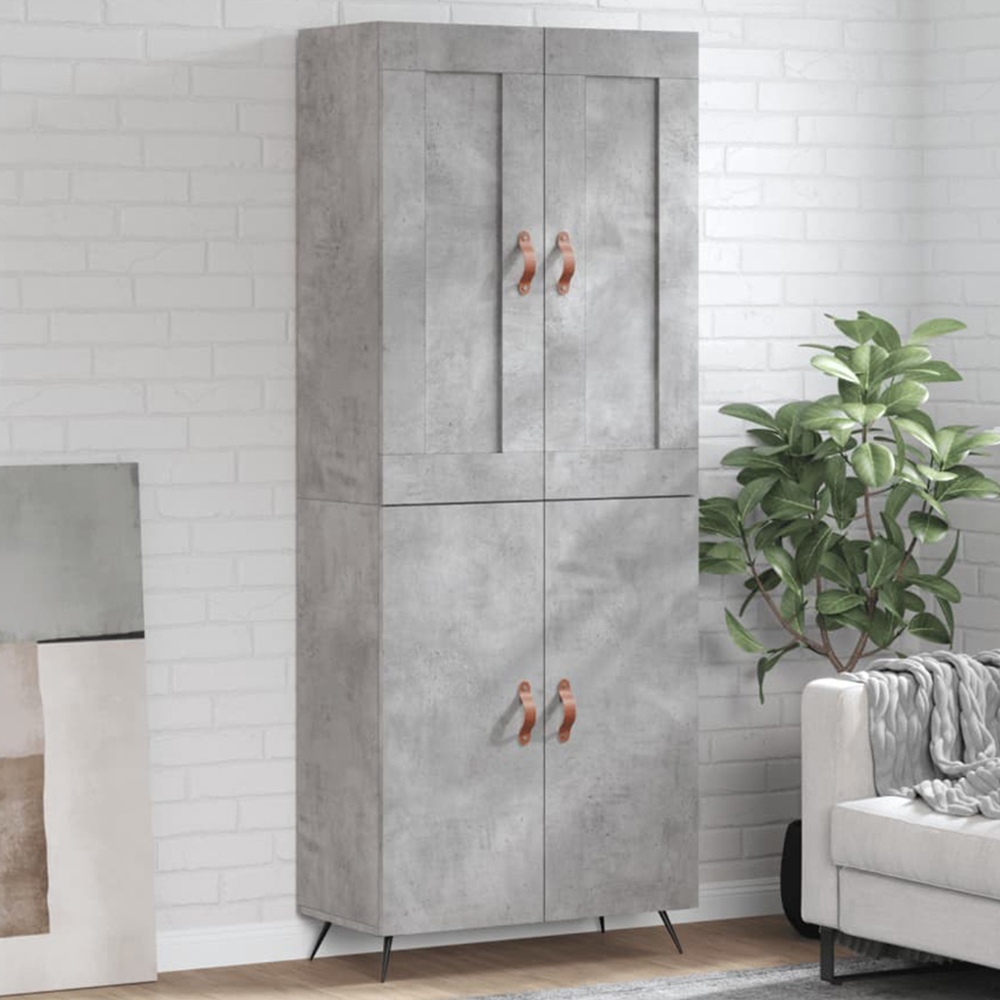 vidaXL 4 Door Concrete Grey Wooden Highboard Image 1