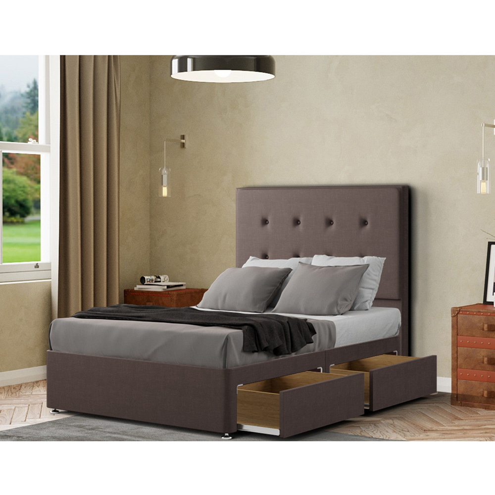Portland Darlington King Size Slate Malham Weave Divan Bed with 2 Drawers and Headboard Image 2