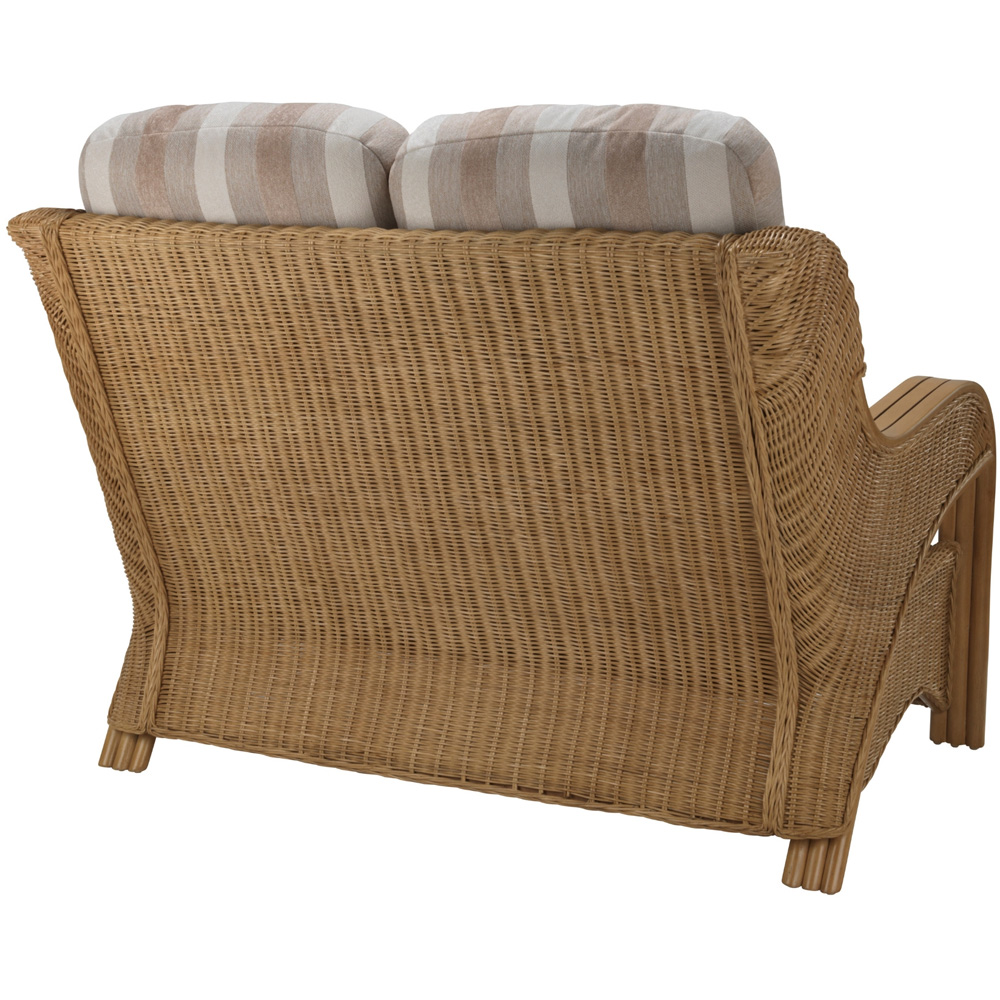 Desser Furniture Opera 2 Seater Light Oak Natural Rattan Duke Beige Stripe Sofa Image 3