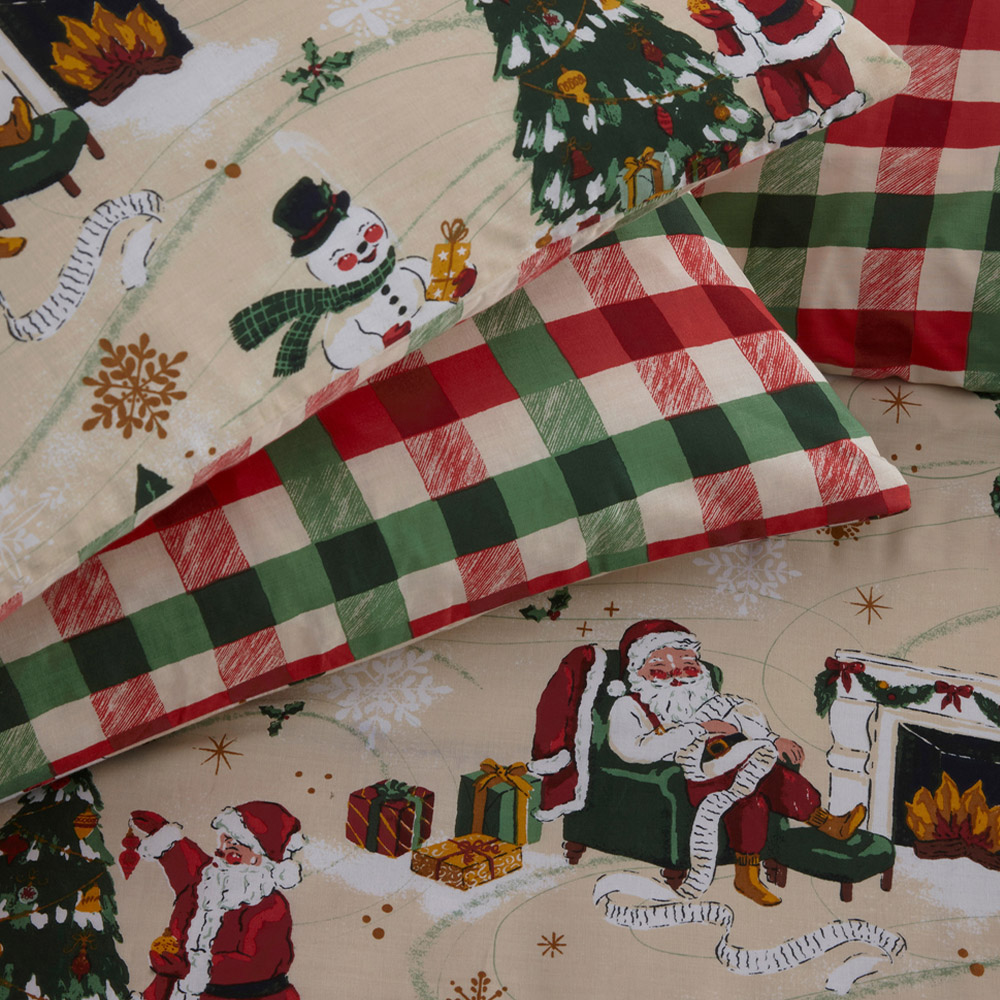 furn. Double Multicolour Jolly Santa Christmas Duvet Cover Set Image 3