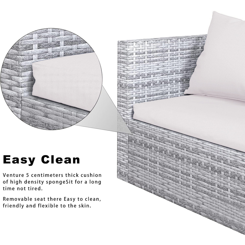 Rattrix 5 Seater Grey Rattan Modular Garden Corner Sofa Set with Cushion Image 5