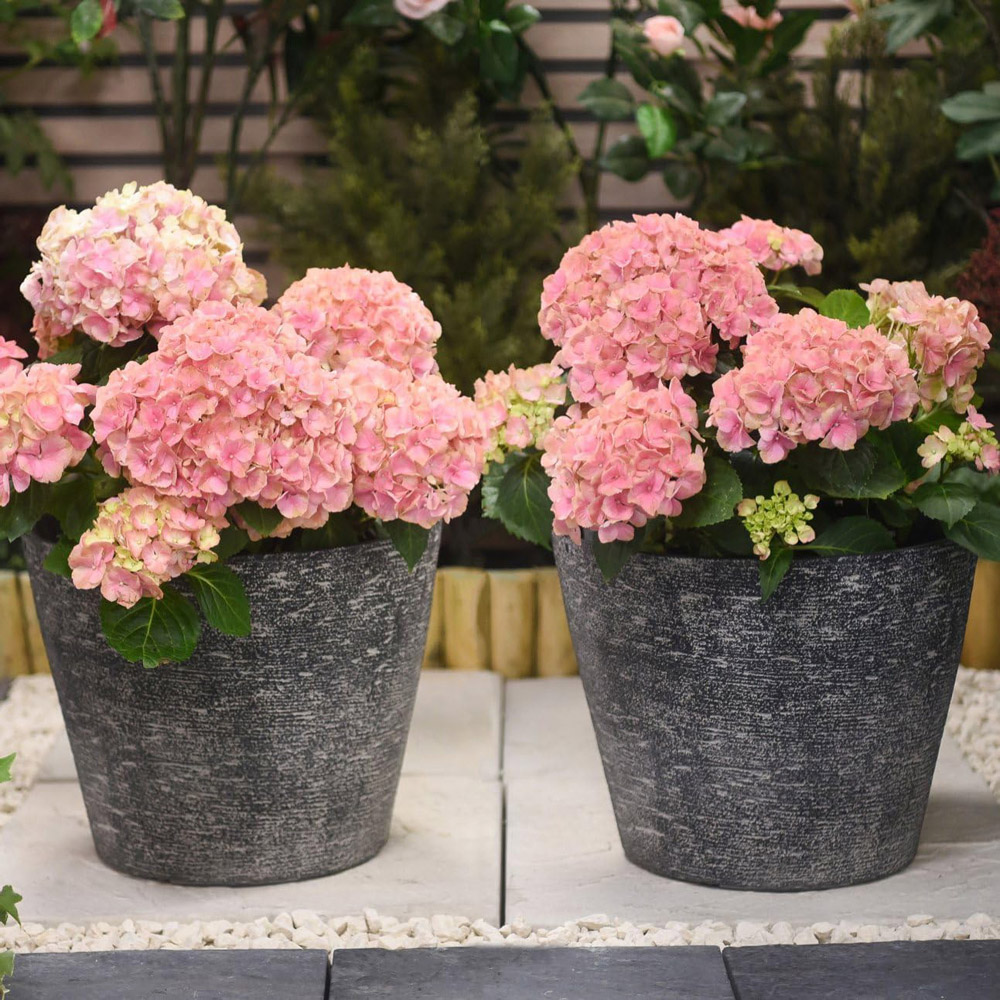 Garden Gear Grey Stone Effect Planter 36.5cm 2 Pack Image 2