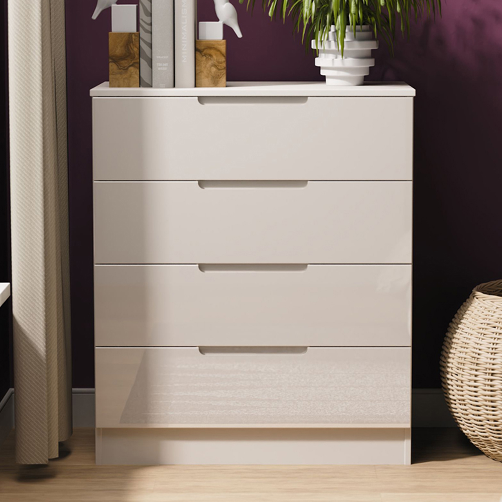 Crowndale Milan 4 Drawer Kashmir Gloss and Kashmir Chest of Drawers Ready Assembled Image 1