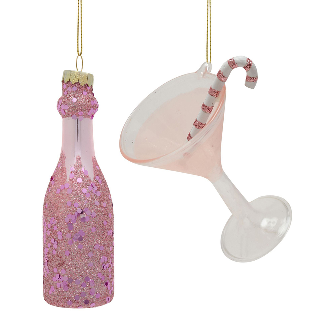 The Christmas Gift Co Girls Night Glass Tree Decoration 2 Pack Image 1
