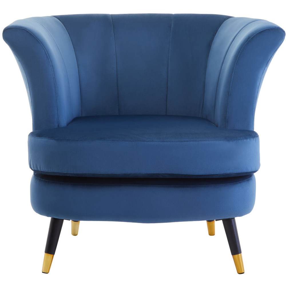 Premier Housewares Loretta Midnight Blue Velvet Curved Accent Chair Image 3