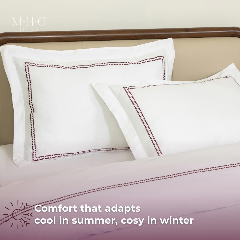 MHG Living Double Mayfair Burgundy 200 Thread Count Duvet Cover Set Image 8