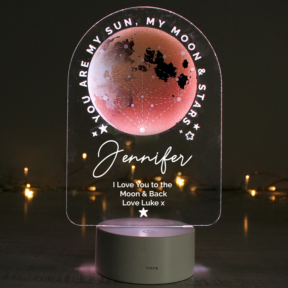 Personalised Memento Personalised Sun Moon and Stars LED Colour Changing Night Light Image 4