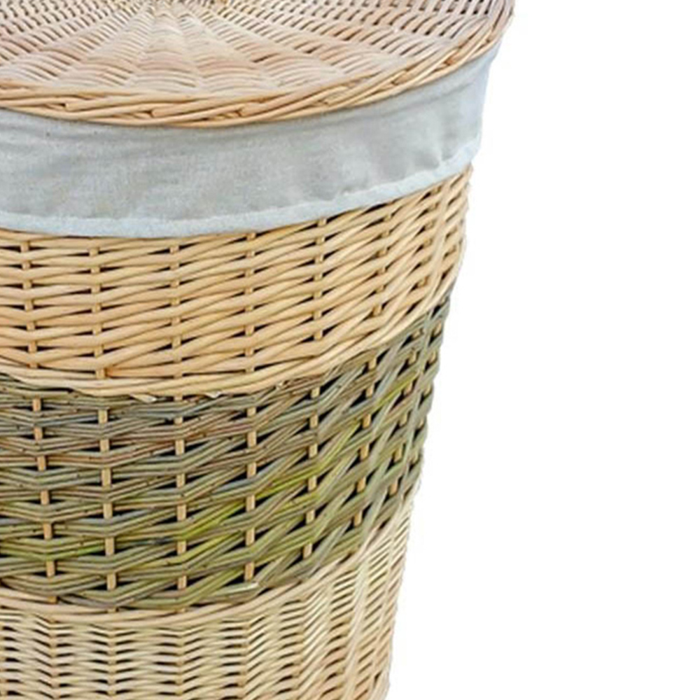 Red Hamper Two Toned Round Wicker Laundry Basket with Lid Image 3