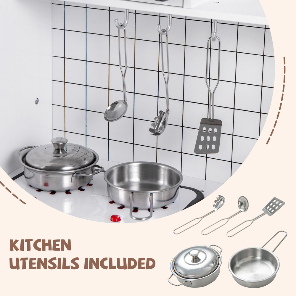 Costway White Kitchen Toy Set with Oven Image 3