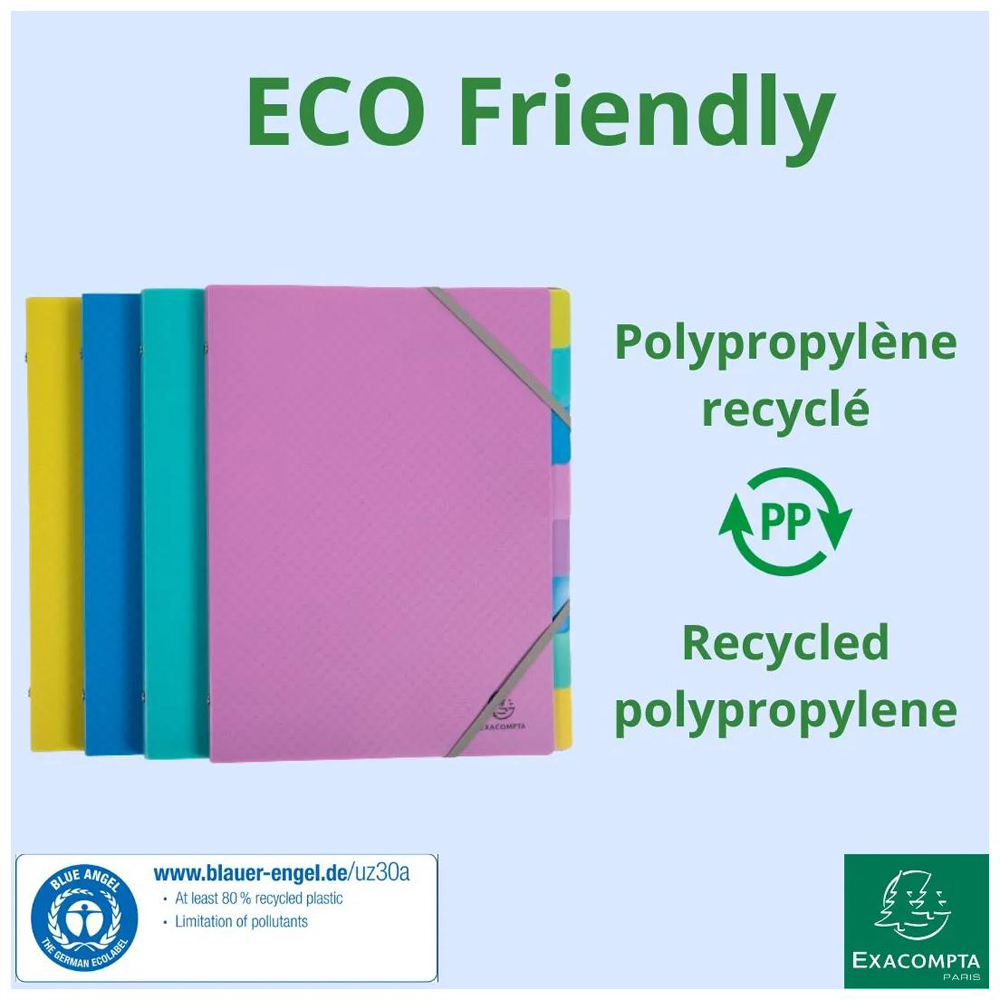 Exacompta A4 Multicolour PP 3 Recycled Multipart File 8 Pack Image 8