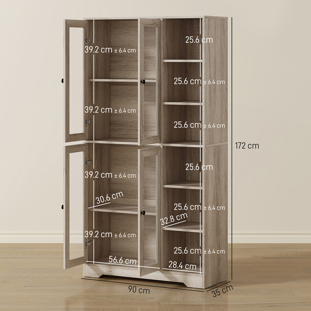 Portland 4 Door 2 Shelf Light Grey Freestanding Tall Kitchen Pantry Cupboard Image 9