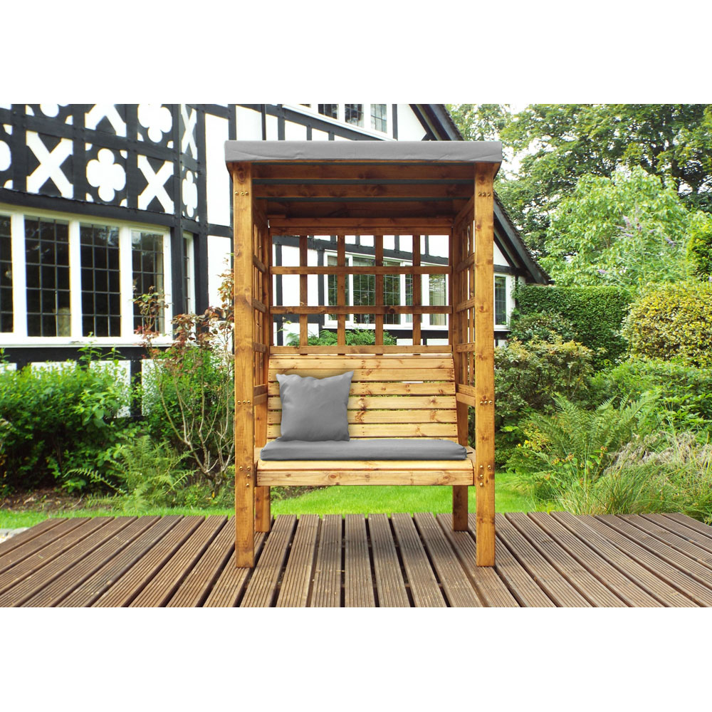 Charles Taylor Bramham 2 Seater Wooden Arbour with Grey Canopy Image 4