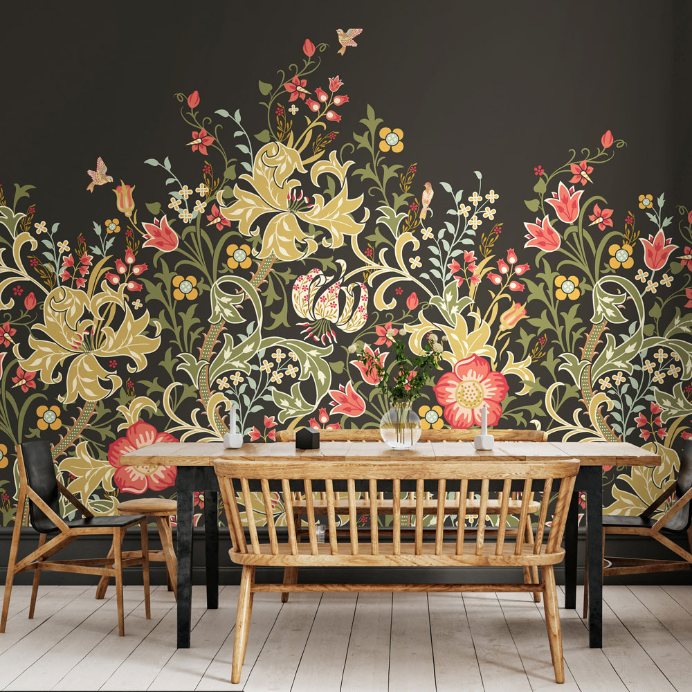 Origin Murals Trailing Lily Black Wall Mural Image 1