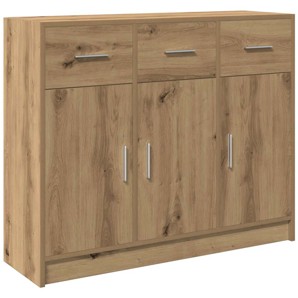 vidaXL 3 Door 3 Drawer Artisan Oak Sideboard Image 2
