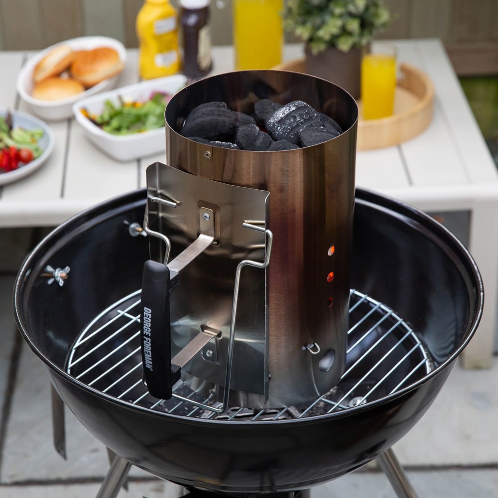 George Foreman Stainless Steel Quick Fire Large Charcoal Chimney Starter Image 2