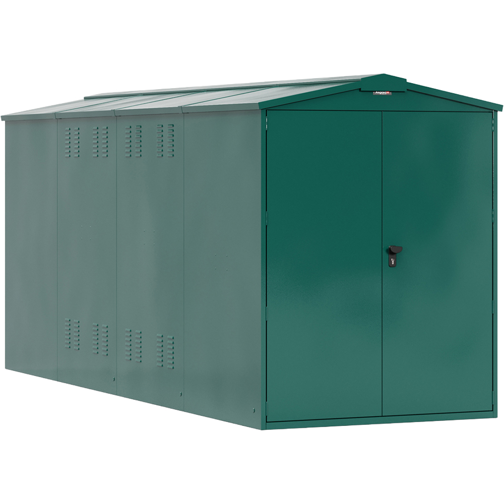 Asgard Centurion 5x 14ft Double Door Green High Security Apex Motorcycle Garage Image 1