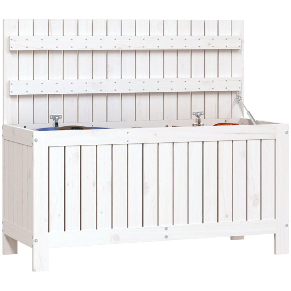 vidaXL 54 x 108 x 42.5cm White Pine Wood Garden Storage Box Image 4