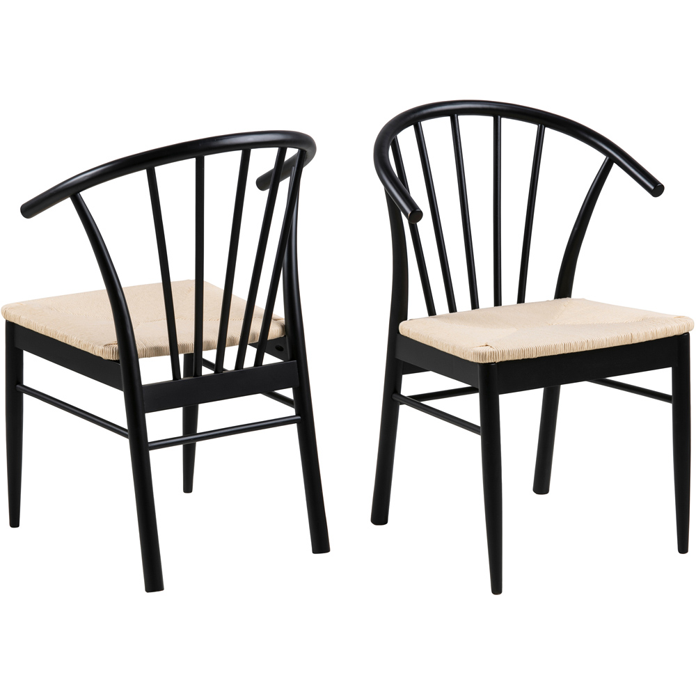 Florence Cassandra Set of 2 Black Dining Chairs with Armrest Image 3