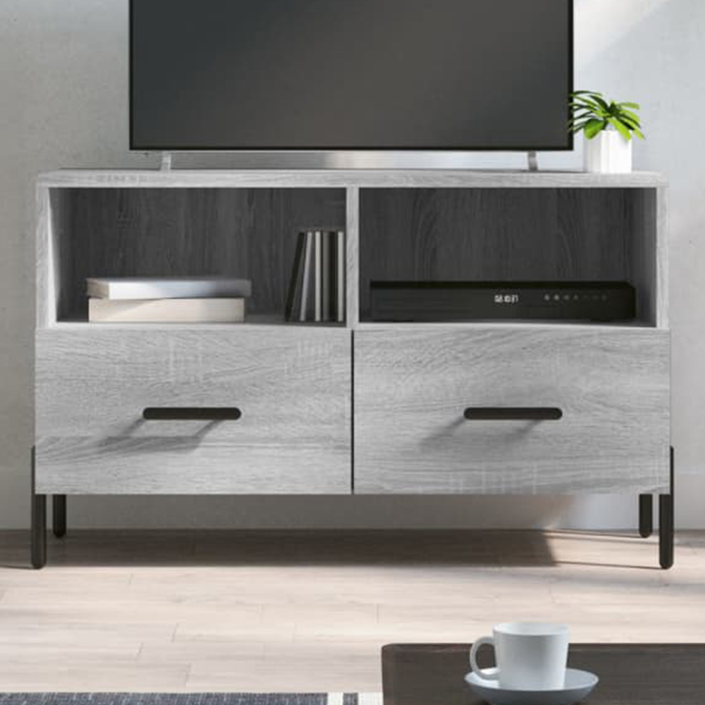vidaXL 2 Door 2 Shelf Grey Sonoma TV Cabinet Image 1