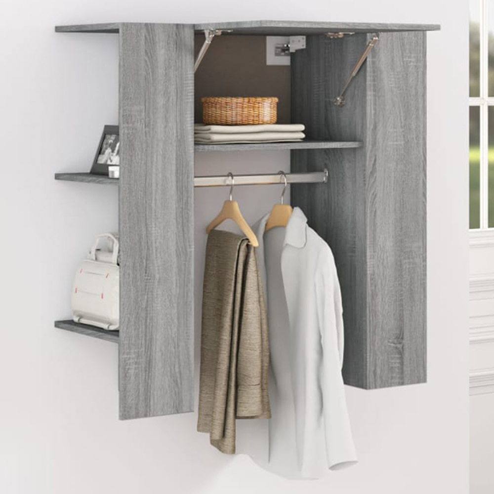 vidaXL Single Door 2 Shelf Grey Sonoma Hallway Cabinet with Rail Image 1