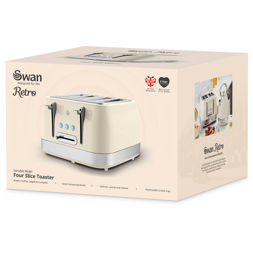 Swan Retro Revive Cream 4 Slice Toaster Image 2