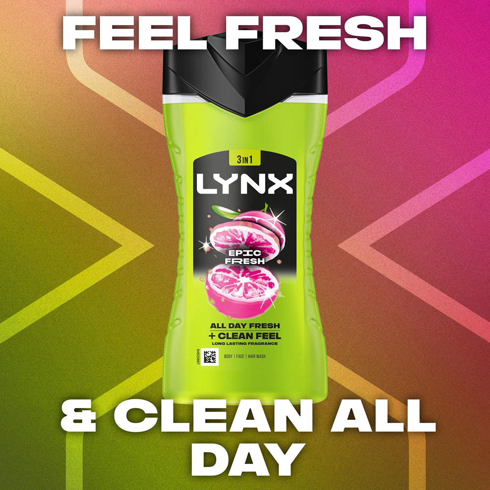 Lynx Epic Fresh Grapefruit and Tropical Pineapple Scent Shower Gel 225ml 36 Pack Image 2