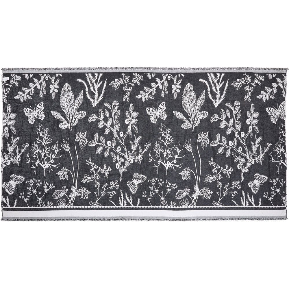Living and Home 4 Seater White and Black Butterfly Chenille Sofa Cover Image 3