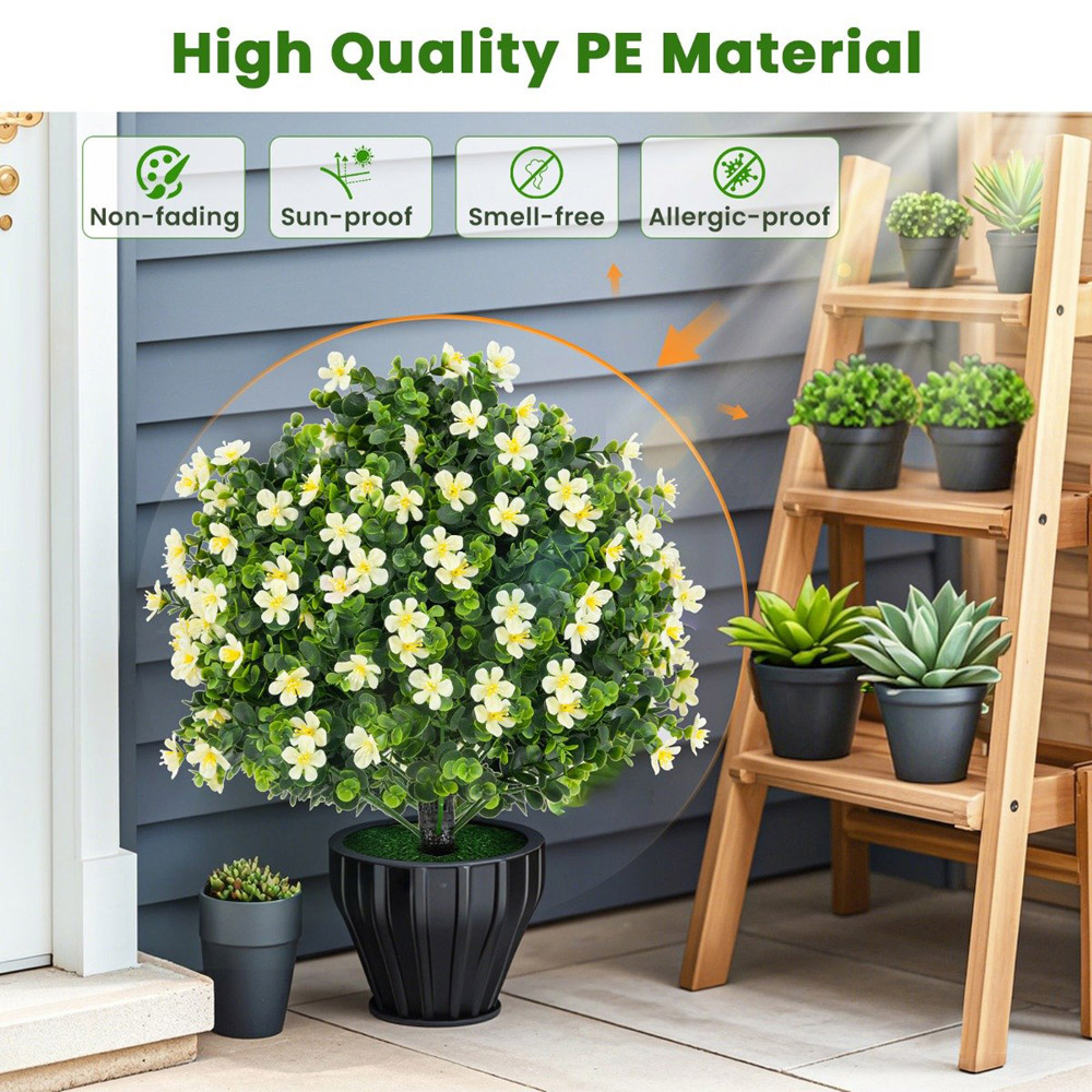 Costway White Artificial Boxwood Topiary Ball Tree 2 Pack Image 5
