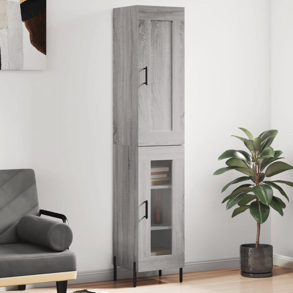vidaXL 2 Door Grey Sonoma Highboard Image 1