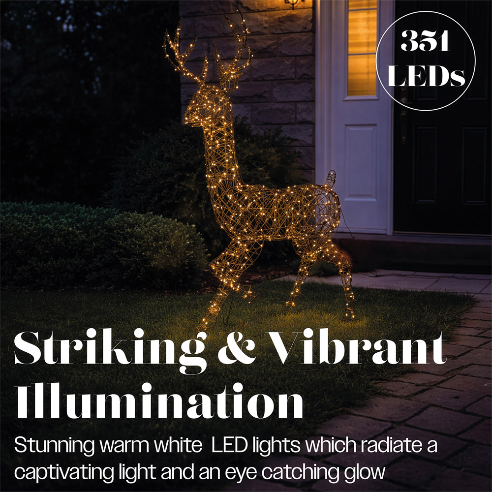 Xmas Haus 351 Warm White LED Brown Rattan-Effect Metal Deer Christmas Decoration 145cm Image 6