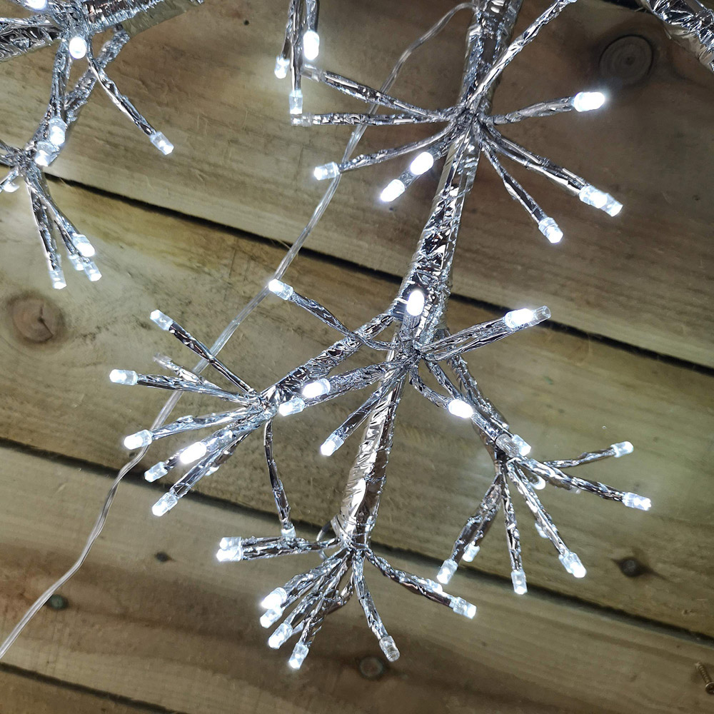 Premier 300 White LED Silver Starburst Snowflake Light 60cm Image 3