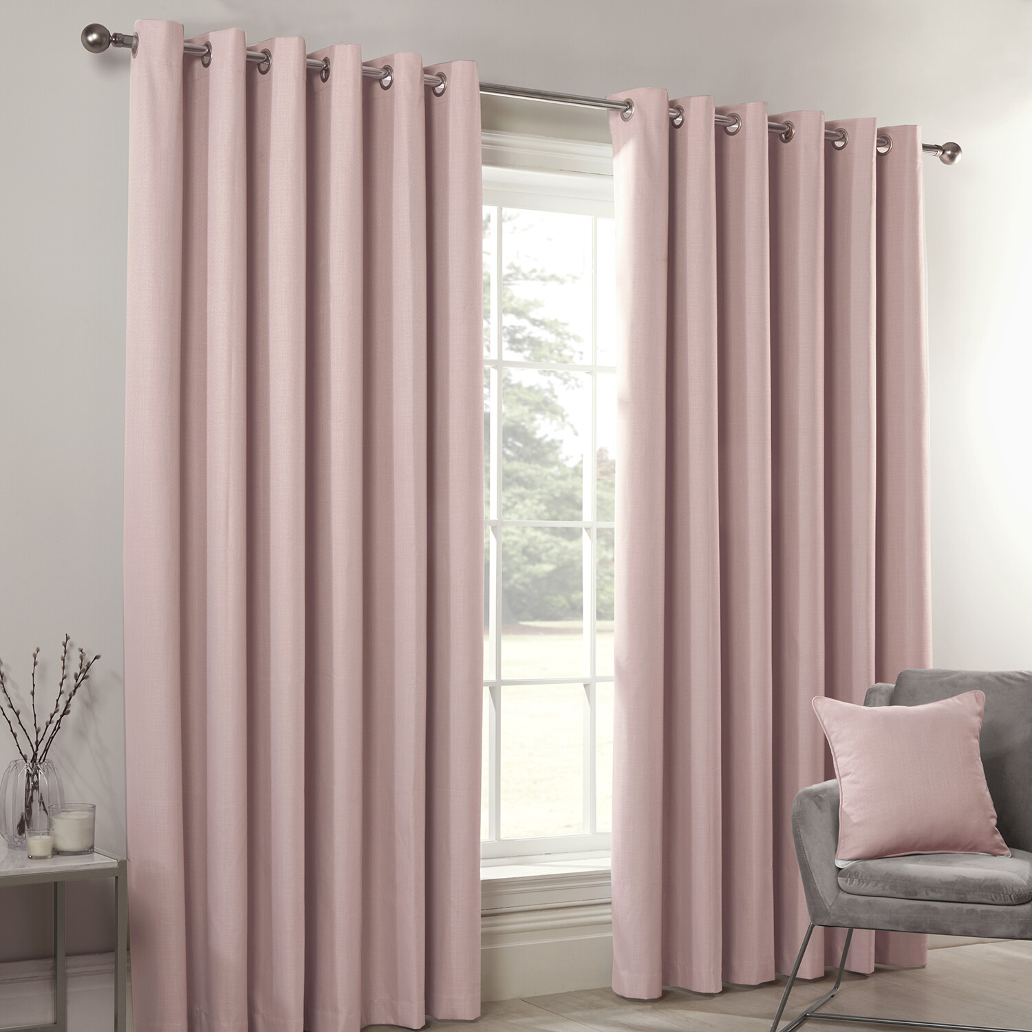 Divante Hoxton Blush Blackout Eyelet Curtains 229cm Image 2