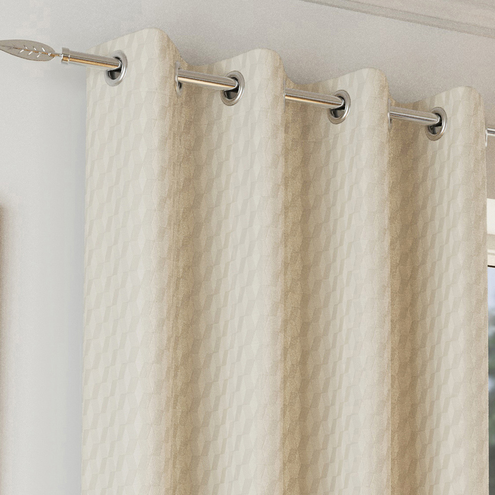 Enhanced Living Tokyo Cream Velvet Embossed Thermal Darkening Eyelet Curtains 117 x 137cm Image 2