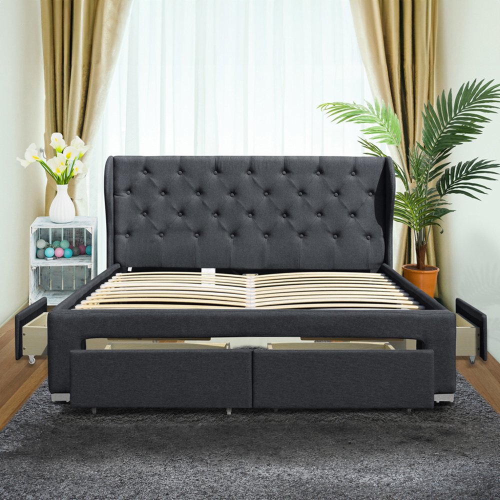 Brooklyn Grey Linen 3 Piece Bedroom Furniture Set Image 2