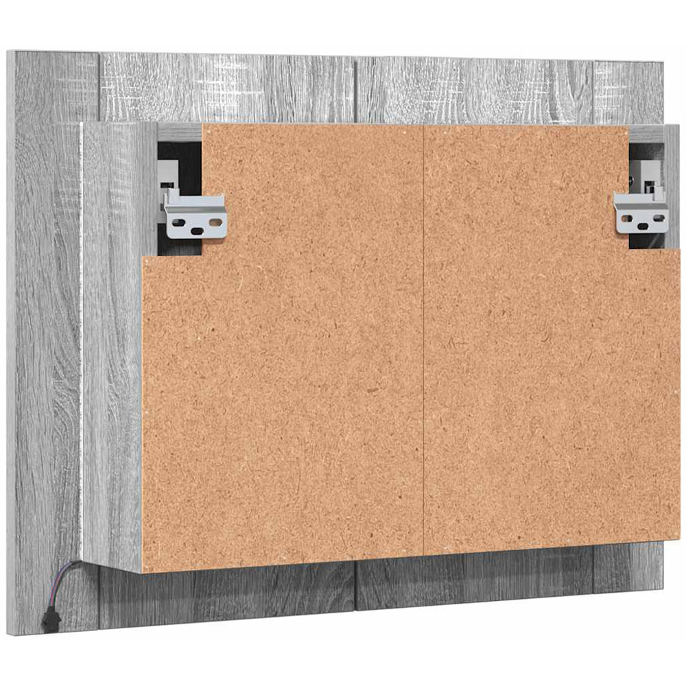 vidaXL 2 Door LED Grey Sonoma Oak Wood Mirror Cabinet Image 6