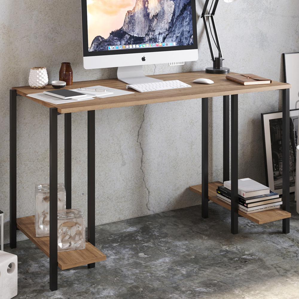 Decorotika Reader 2 Shelf Computer Desk Black and Walnut Image 1