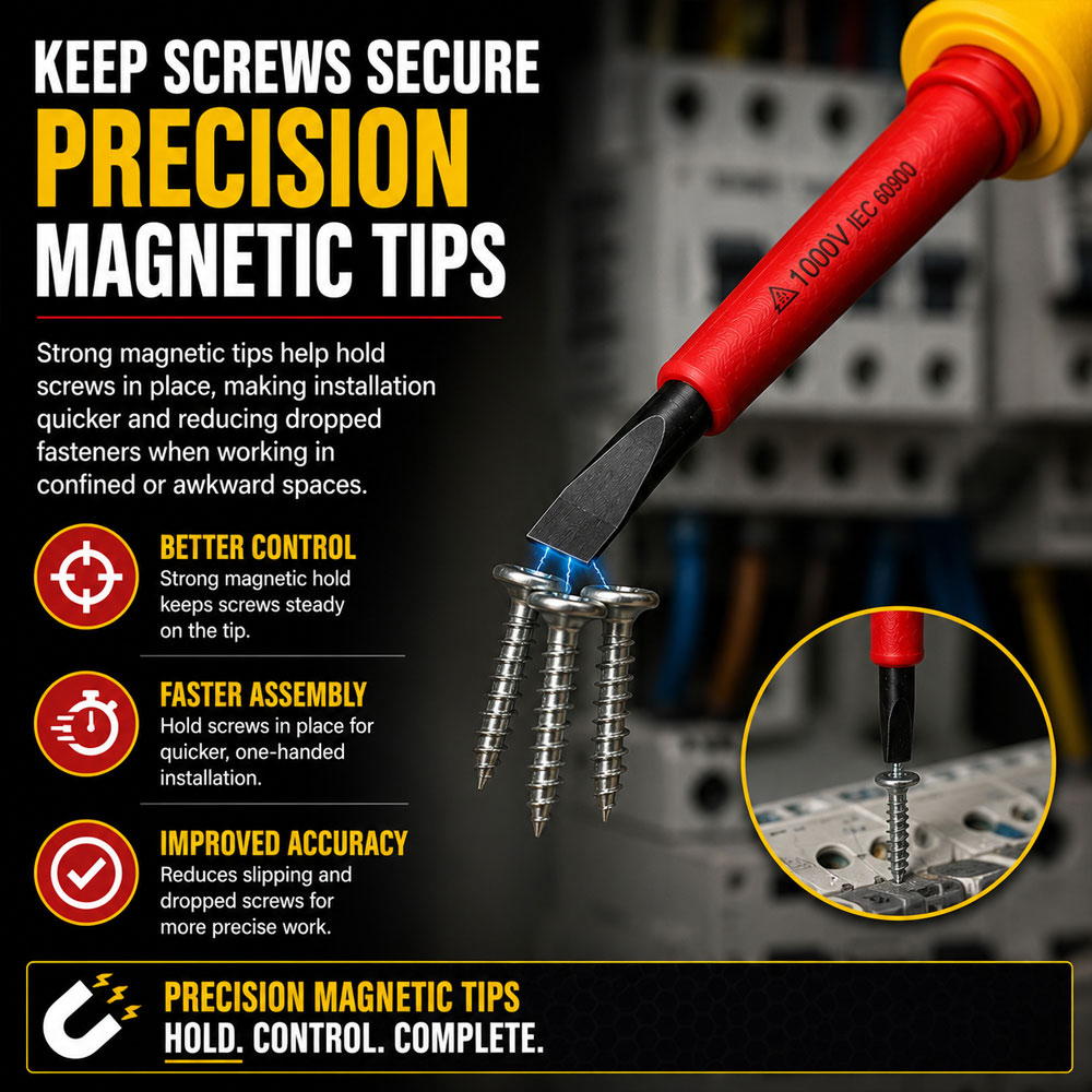 Lumberjack VDE13P 13 Piece VDE Insulated Electrician Screwdriver Set with Magnetic Tips 1000V Image 5