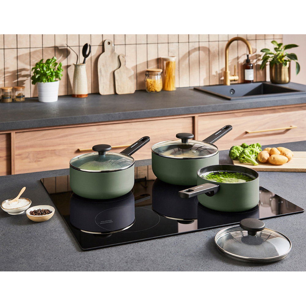 Morphy Richards Green Recycled Aluminium 3 Piece Saucepan Set Image 7