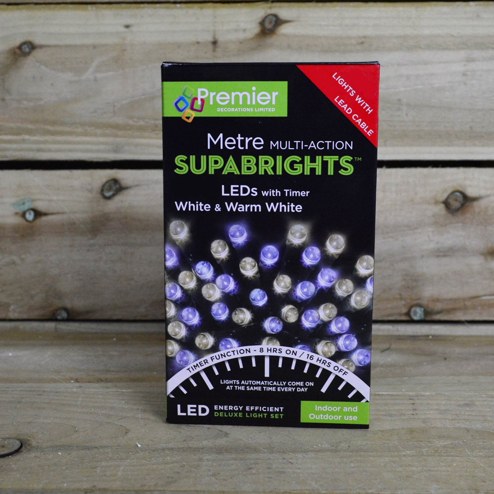 Premier SupaBrights 200 Warm and Cool White LED Multi-Function Green String Light 16m Image 9