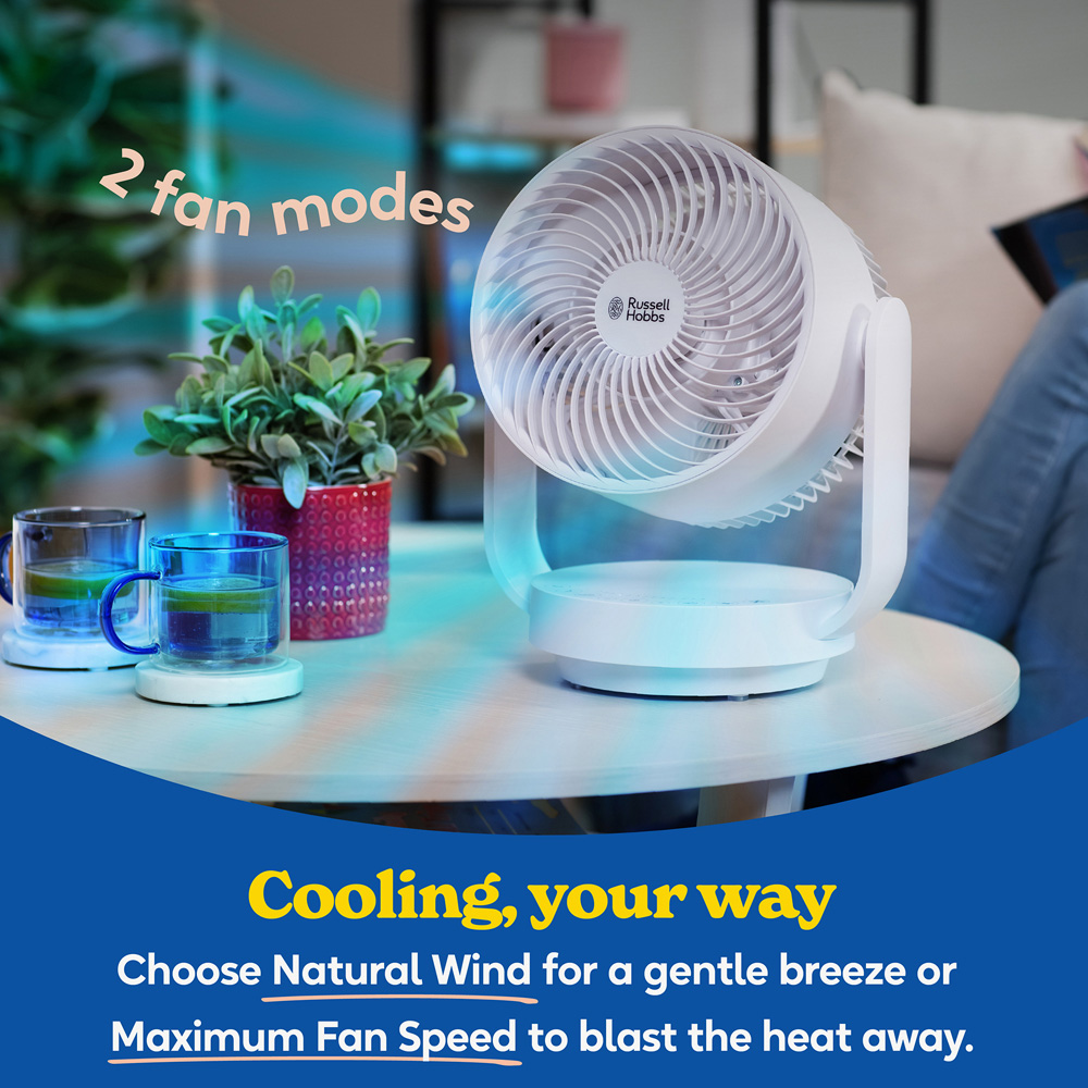Russell Hobbs White Oscillating Desktop Circulator Fan with Remote 9 inch Image 6
