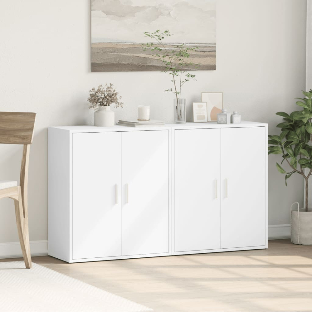 vidaXL 2 Door White Sideboard Set of 2 Image 3