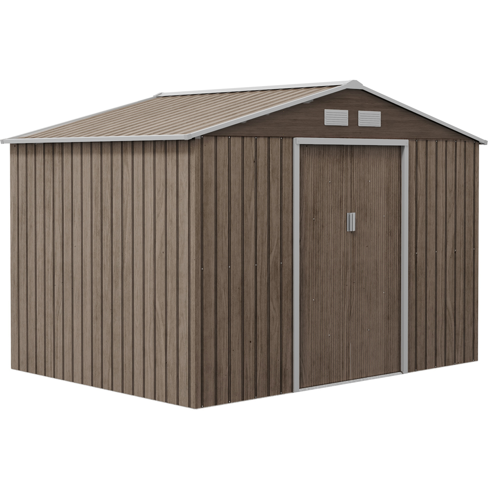Outsunny 9 x 6ft Brown Sloped Roof Garden Shed Image 1
