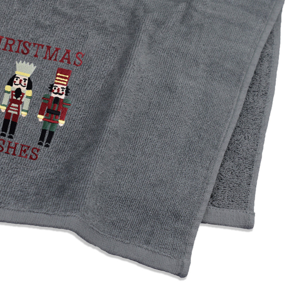 Noel Square Nutcracker Grey Hand Towel 2 Pack Image 4