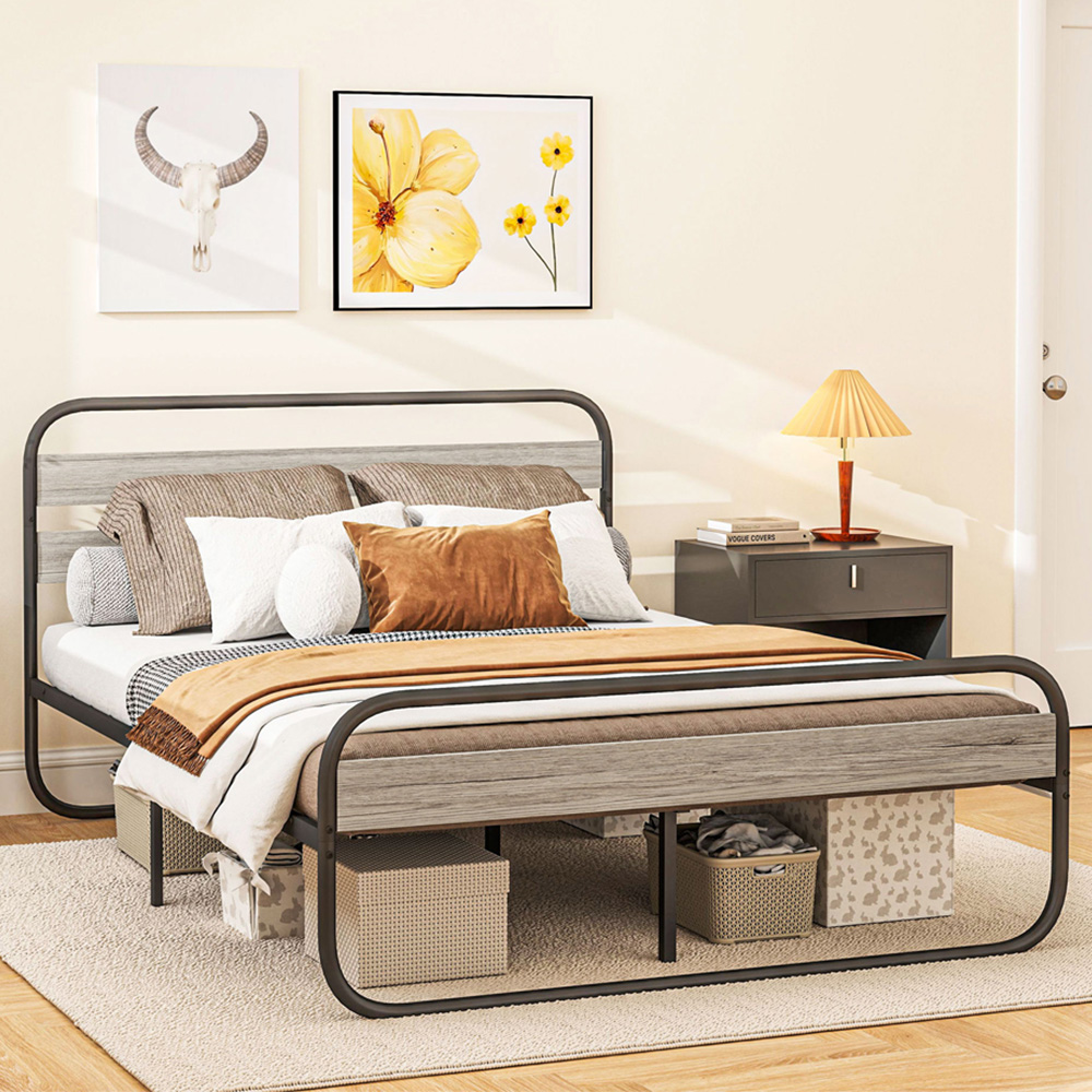 Portland King Size Metal Platform Bed Frame with Underbed Storage Image 1