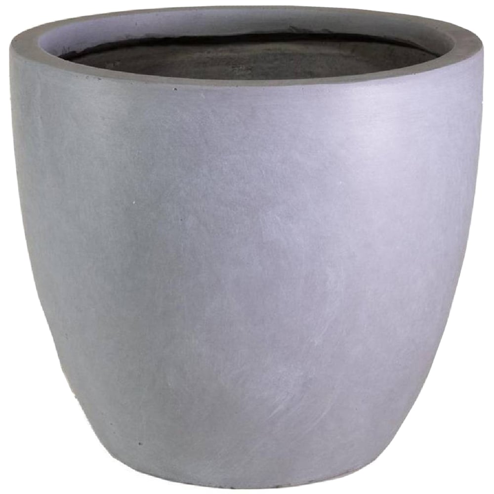 wilko Stone Grey Light Concrete Fibrestone Egg Round Plant Pot 32cm Image 1
