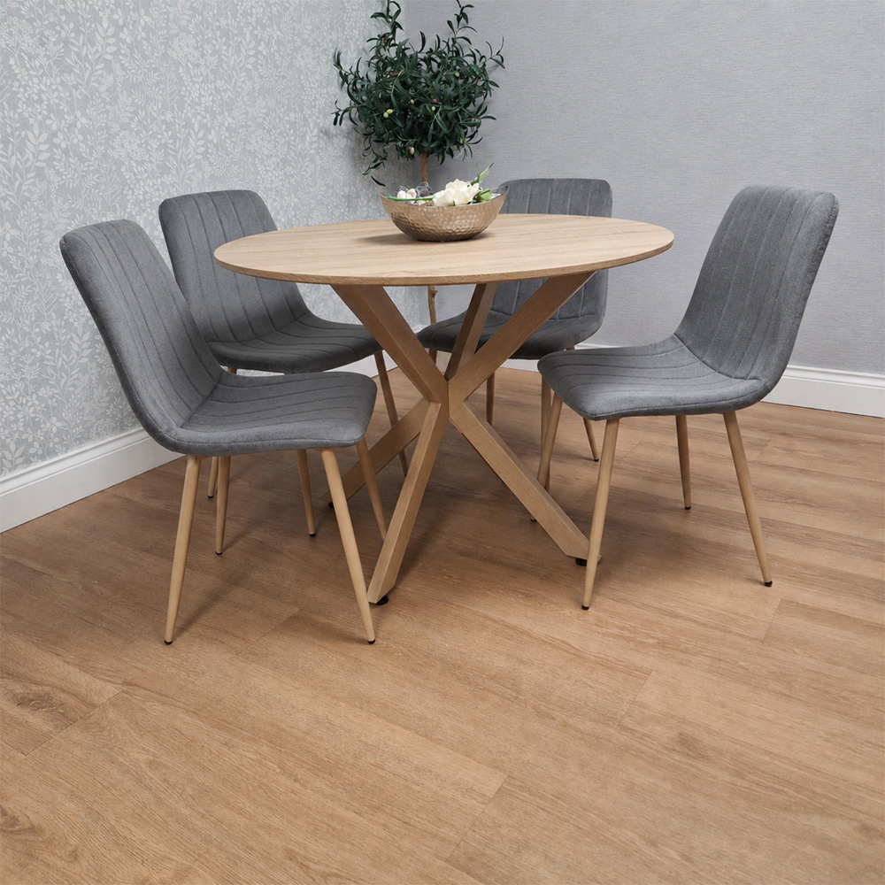 Kosy Koala 4 Seater Wood Effect Round Dining Set Grey Image 5