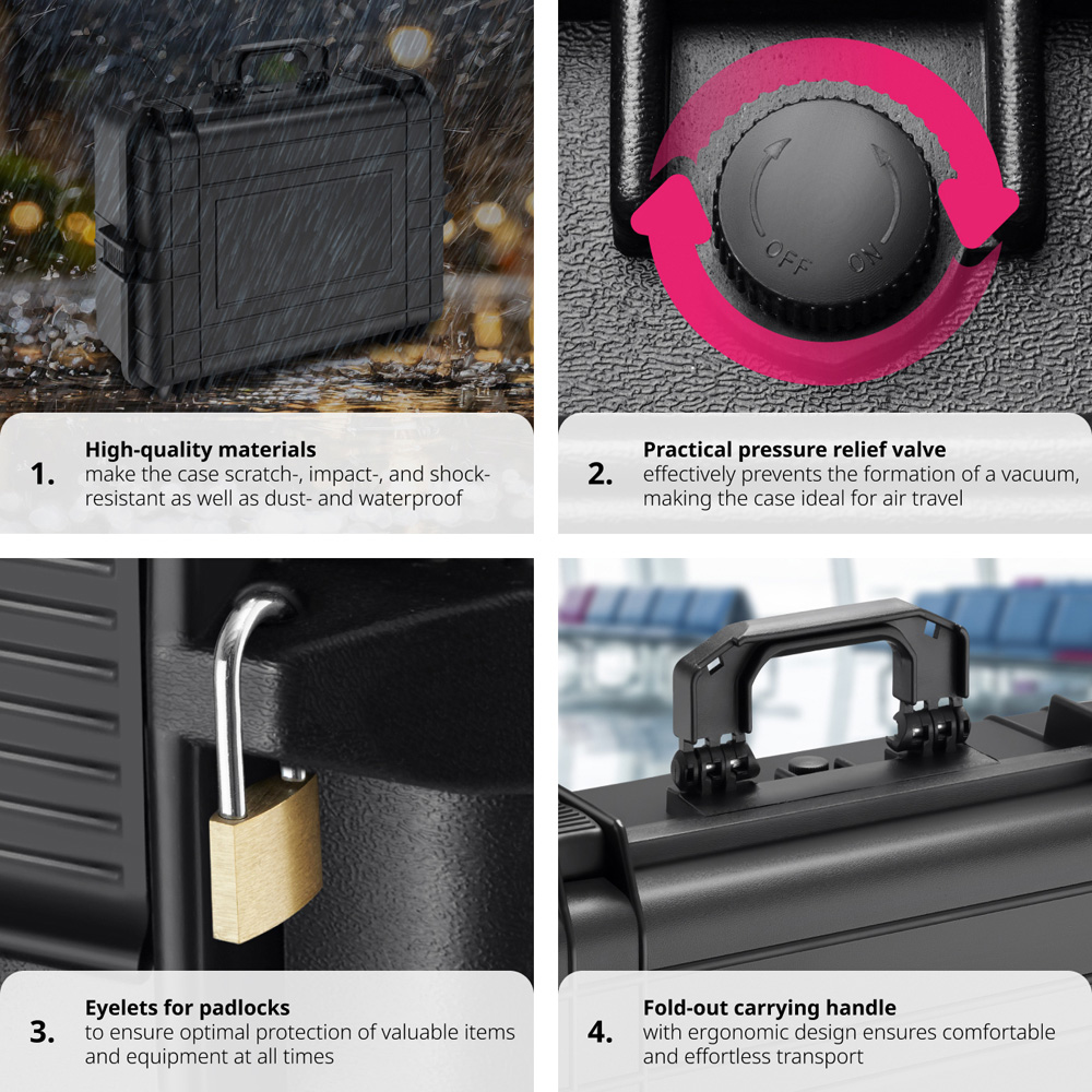 Tectake Black Hard Shell Camera Case Image 4