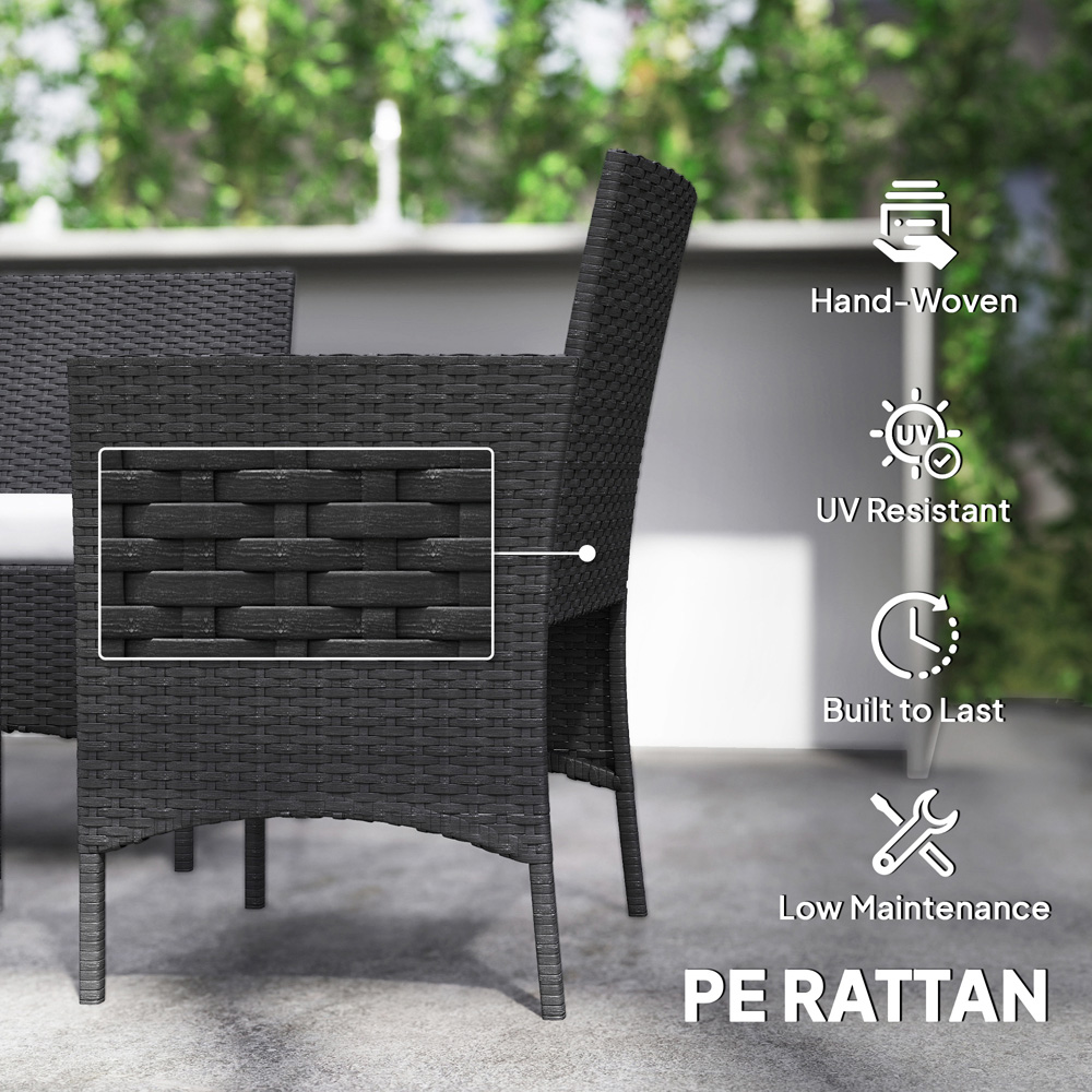 Outsunny 4 Seater Black Rattan Garden Sofa Set with Cushions  Image 4