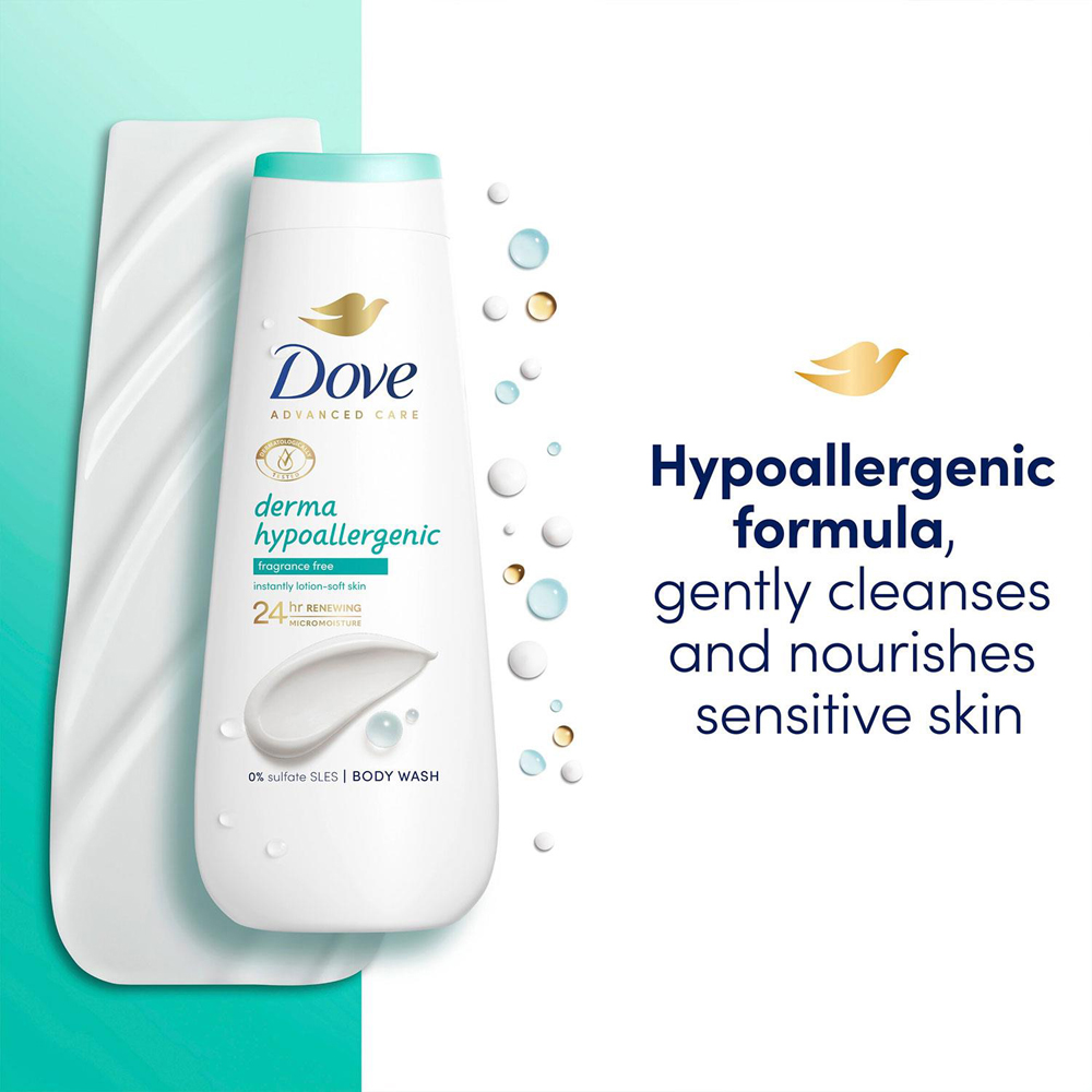 Dove Advanced Care Hypoallergenic Body Wash 400ml 10 Pack Image 4